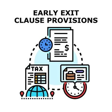 Early exit clause provisions navigating contract dissolution Stock Illustration