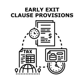 Early exit clause provisions navigating contract dissolution Stock Illustration