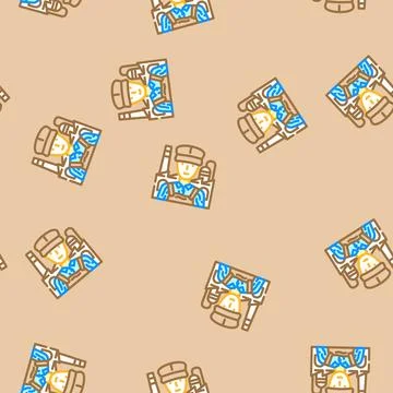 Early factory worker industry vector seamless pattern Stock Illustration