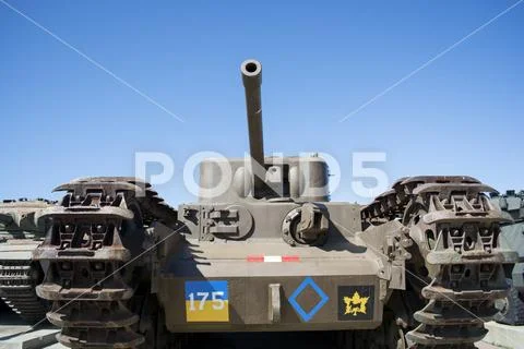 Early heavy armoured world war tank. Used in combat by the military. Stock Photos