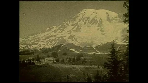 An early hiking expedition on Mt. Rainier, Washington. Stock Footage 106905998
