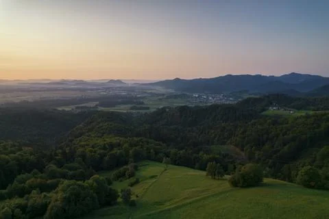 Early hours above the valley 스톡 사진