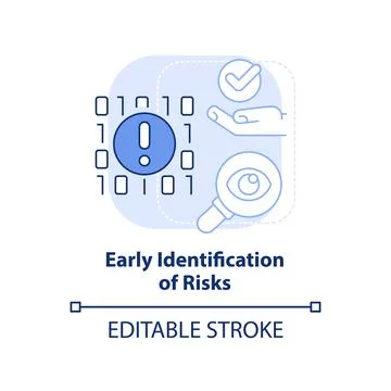 Early identification of risks light blue concept icon Stock Illustration