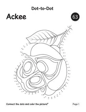 Early Learning Activity Page Featuring Ackee Connect The Dots Drawing Sheet Stock Illustration
