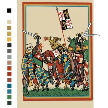 Early medieval warriors Illustrazione stock