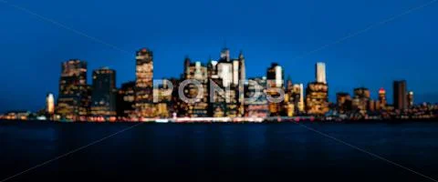 Early morning blurred New York City skyline panorama Stock Photos