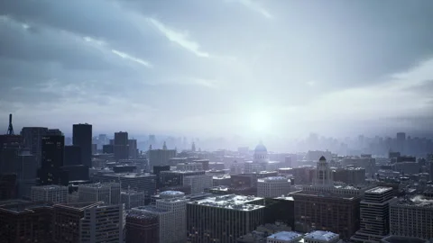 Early morning cityscape highlighting future construction plans Stock Footage 329014683