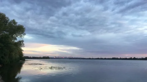 Early morning on Dnipro river Stock Footage