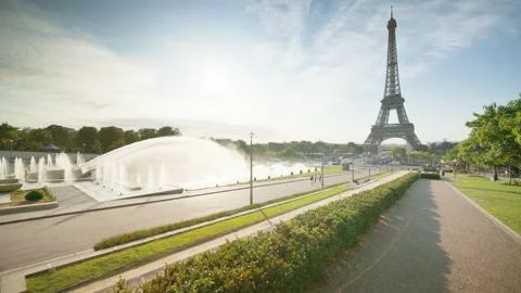 Early morning at Eiffel tower, Paris, France Stock Footage 149014760
