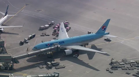 Early Morning Korean Air At The Gate East Stock-Footage 59883442