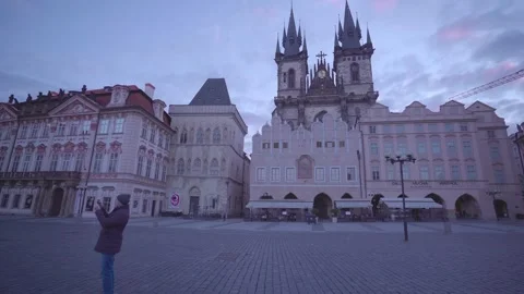 Early Morning at Old Town Square with Týn Church, Prague Видео 292010559