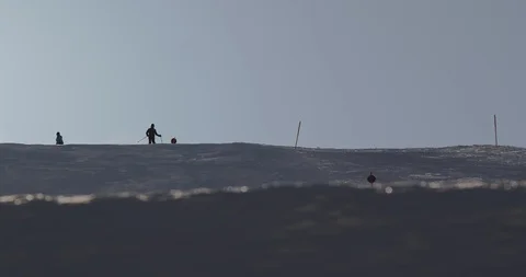 Early Morning Skiing Stock Footage 129536698