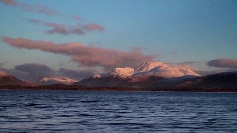 Early morning timelapse of clouds over Ben Lomond and Loch lomond Stock Footage 84773007