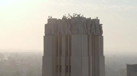 Early morning view of tower of Sears Building in east Los Angeles Stock Photos