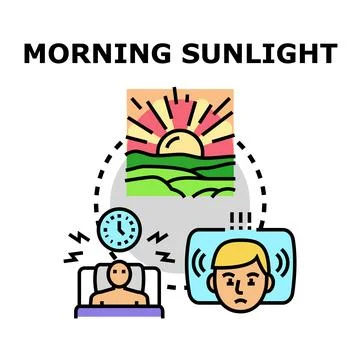 Early morning waking up from sunlight vector concept Stock Illustration
