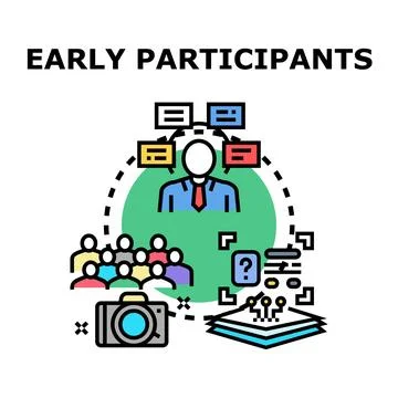 Early participants engaging audience, sharing ideas Stock Illustration