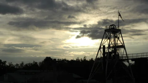 Early Poppet Head Sunset Stock Footage 39178292