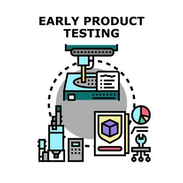 Early product testing, development, and quality assurance Illustrazione stock