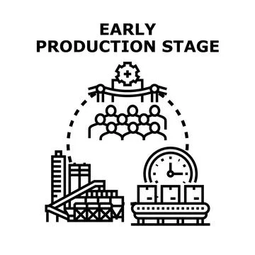 Early production stage process planning and teamwork Illustrazione stock