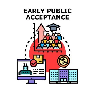 Early public acceptance for new technology concept Stock Illustration