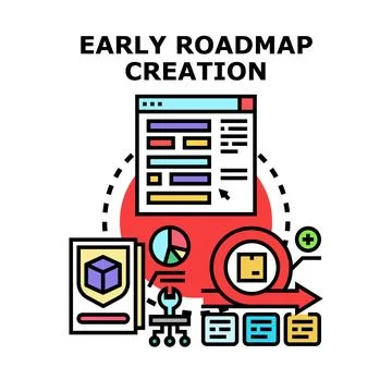 Early roadmap creation planning product development strategy Illustrazione stock