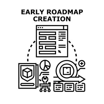 Early roadmap creation planning product development strategy Illustrazione stock