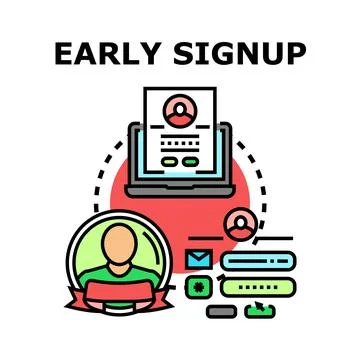 Early signup process for online user account Stock Illustration