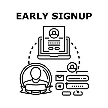 Early signup process for online user account Stock Illustration