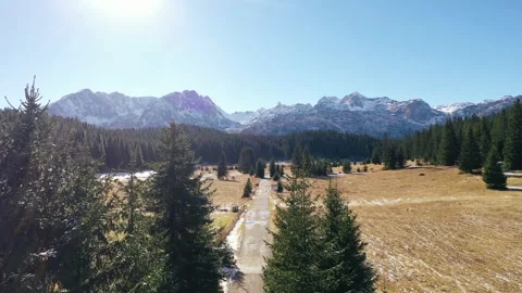 Early snow on Durmitor mountain range Stock Footage 256212382