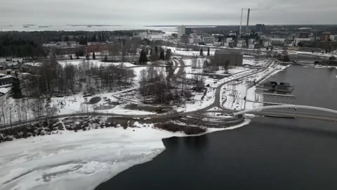 Early spring aerial view in Oulu, Finland 库存影片 331120019