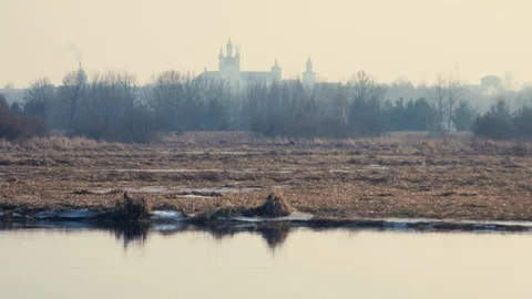 Early spring in eastern province. Orthodox cathedral. Time lapse. Stock Footage 103107485