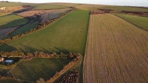 Early spring farm fields near Upper Beeding Stock Footage 184648054