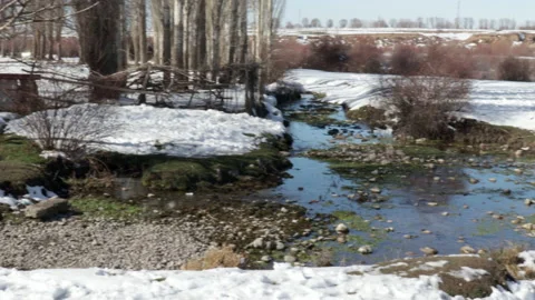 Early spring, the snow melts, the panorama of nature Stock Footage 149608532