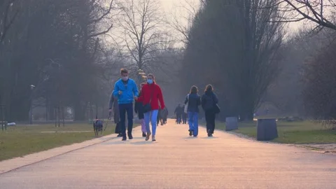 Early spring walk in the park Stock Footage 151294612