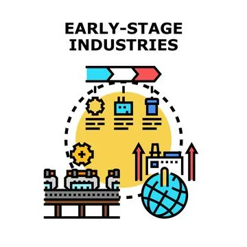 Early stage industries development and production process Stock Illustration