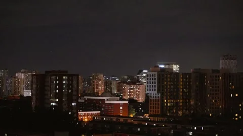 Early stage of lightning storm in Beijing city at night Stock Footage 247535664