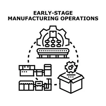 Early stage manufacturing operations concept vector icon Stock Illustration