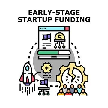 Early stage startup funding process for new business launch Иллюстрация
