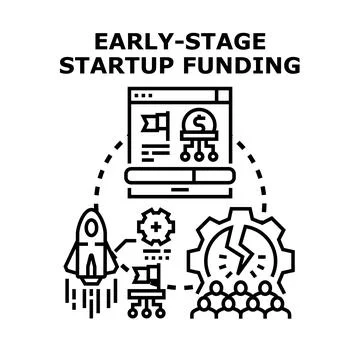Early stage startup funding process for new business launch Stock Illustration