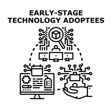 Early stage technology adoptees embracing digital innovation Stock Illustration