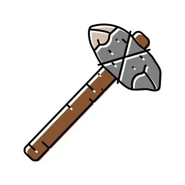 Early stone tools human evolution color icon vector illustration Stock Illustration