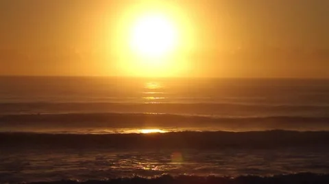 Early sunrise over sea and surf Stock Footage