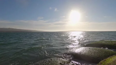 Early Sunset Shoreline Waves Stock Footage 182044709