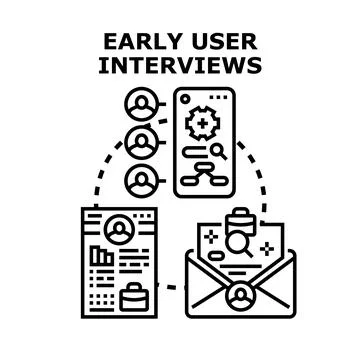 Early user interviews for product research and development Stock Illustration
