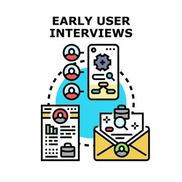 Early user interviews for product research and development Stock Illustration