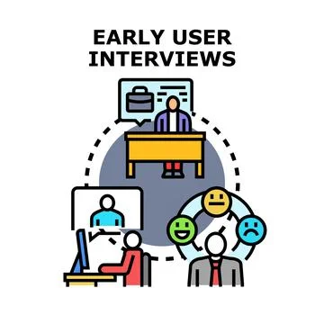 Early user interviews for product testing and feedback Stock Illustration