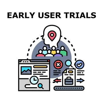 Early user trials concept developing product application software Ilustração Stock