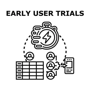 Early user trials process evaluating digital product performance Illustrazione stock