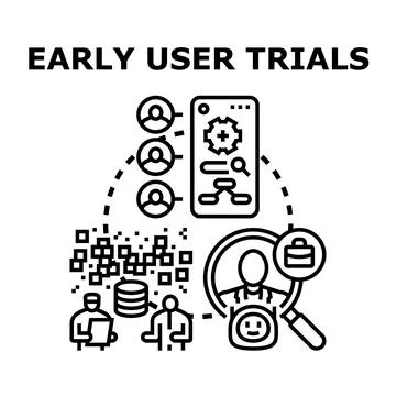 Early user trials for product development and testing Illustrazione stock
