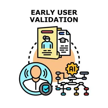 Early user validation process and information assessment Stock Illustration